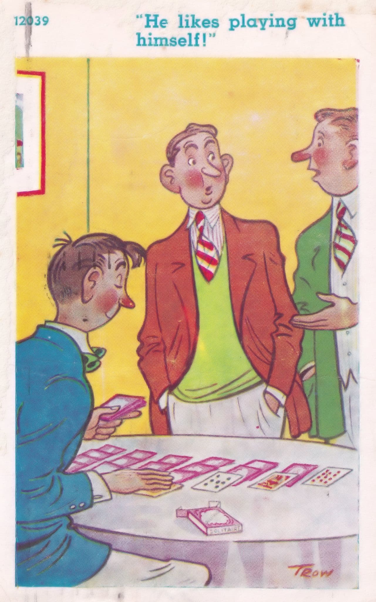 Playing Cards Game Of Patience Old Comic Postcard