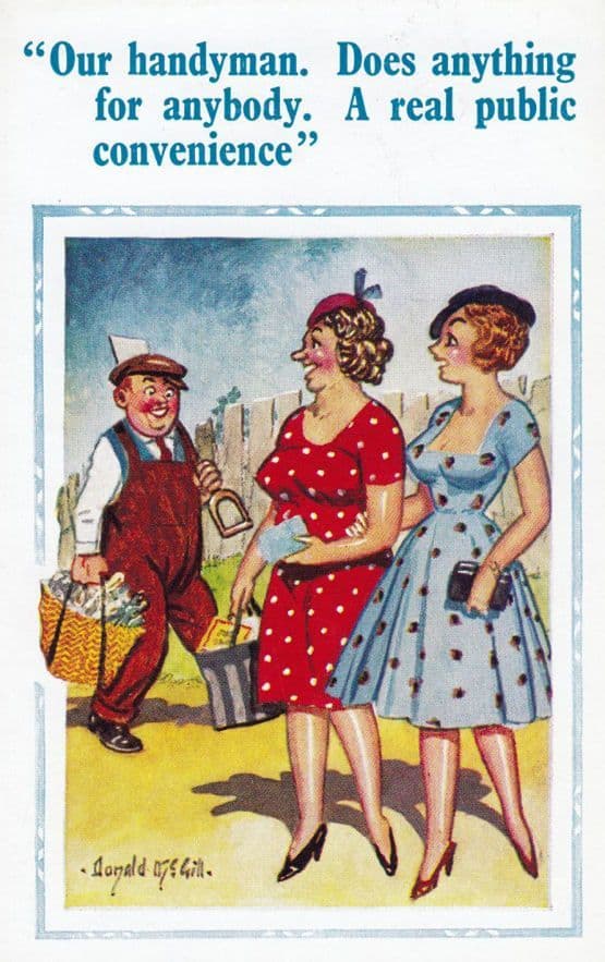 Plumber DIY Handyman Does Anything For Ladies Comic Humour Postcard