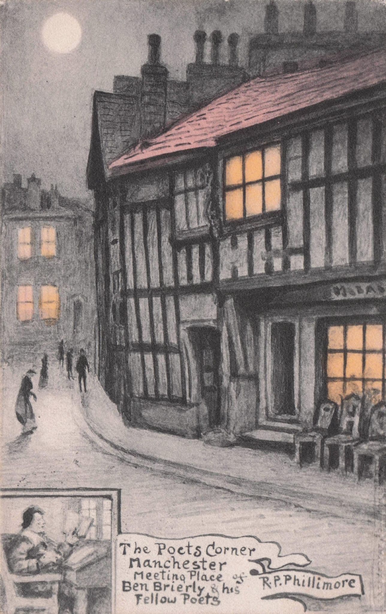 Poet's Corner Manchester Phillimore Ben Brierly Painting Postcard