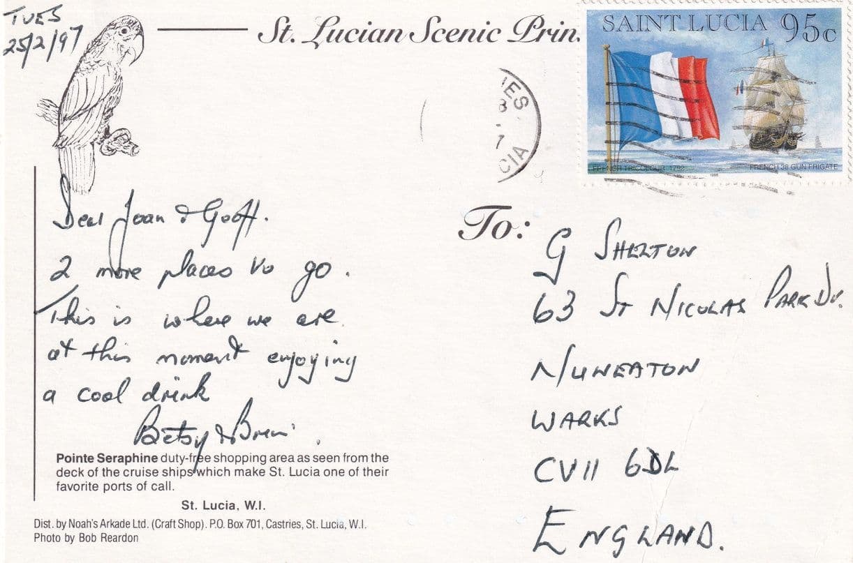 Point Seraphine Duty Free Shopping Area St Lucia Great Message Postcard
