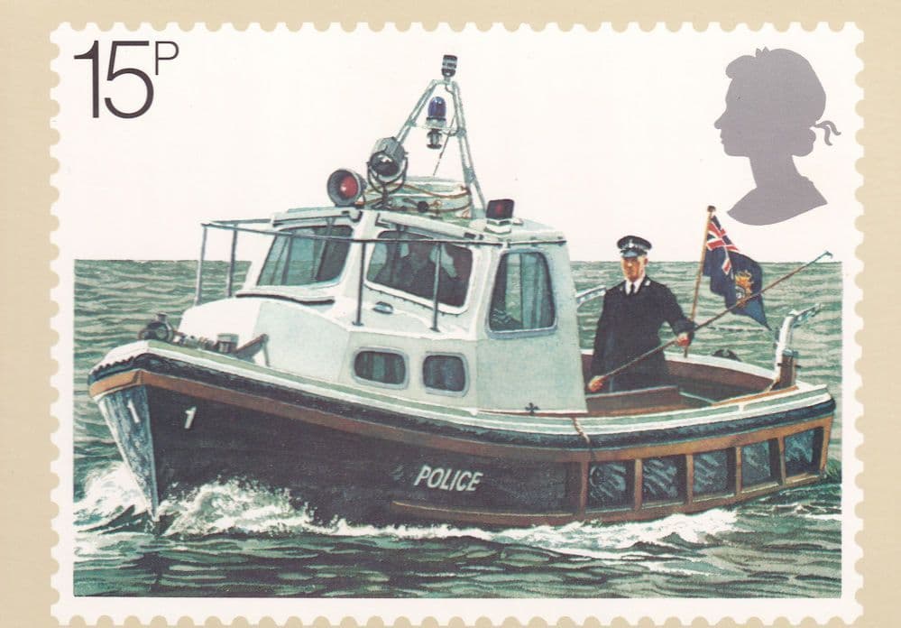 Police River Patrol Boat Royal Mail Limited Edition Postcard