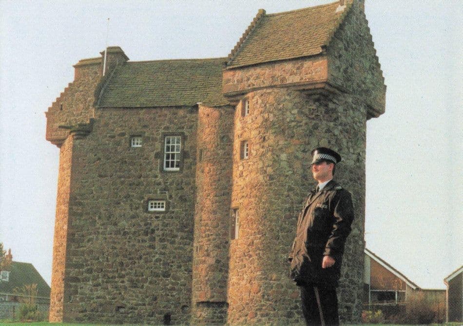 Policeman at Claypotts Castle Dundee Scottish Trade Photo Card