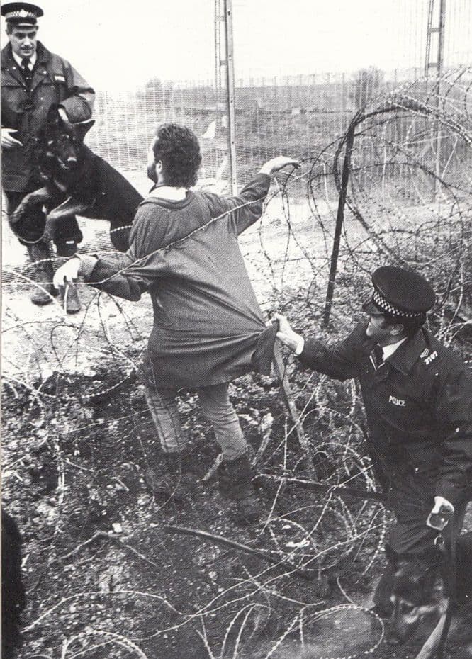 Policeman Attacking Cruise Missiles CND Protester at Molesworth Photo Postcard