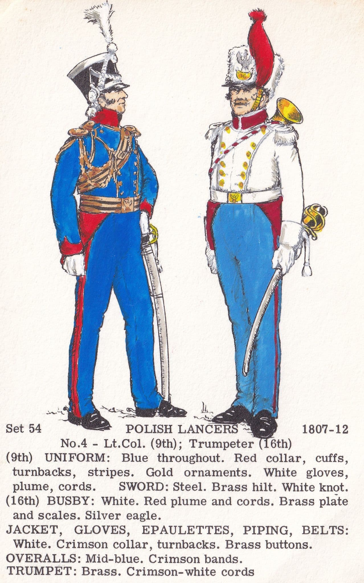 Polish Lancers Trumpeter 16th 9th Regiment Napoleonic War Uniform PB Postcard