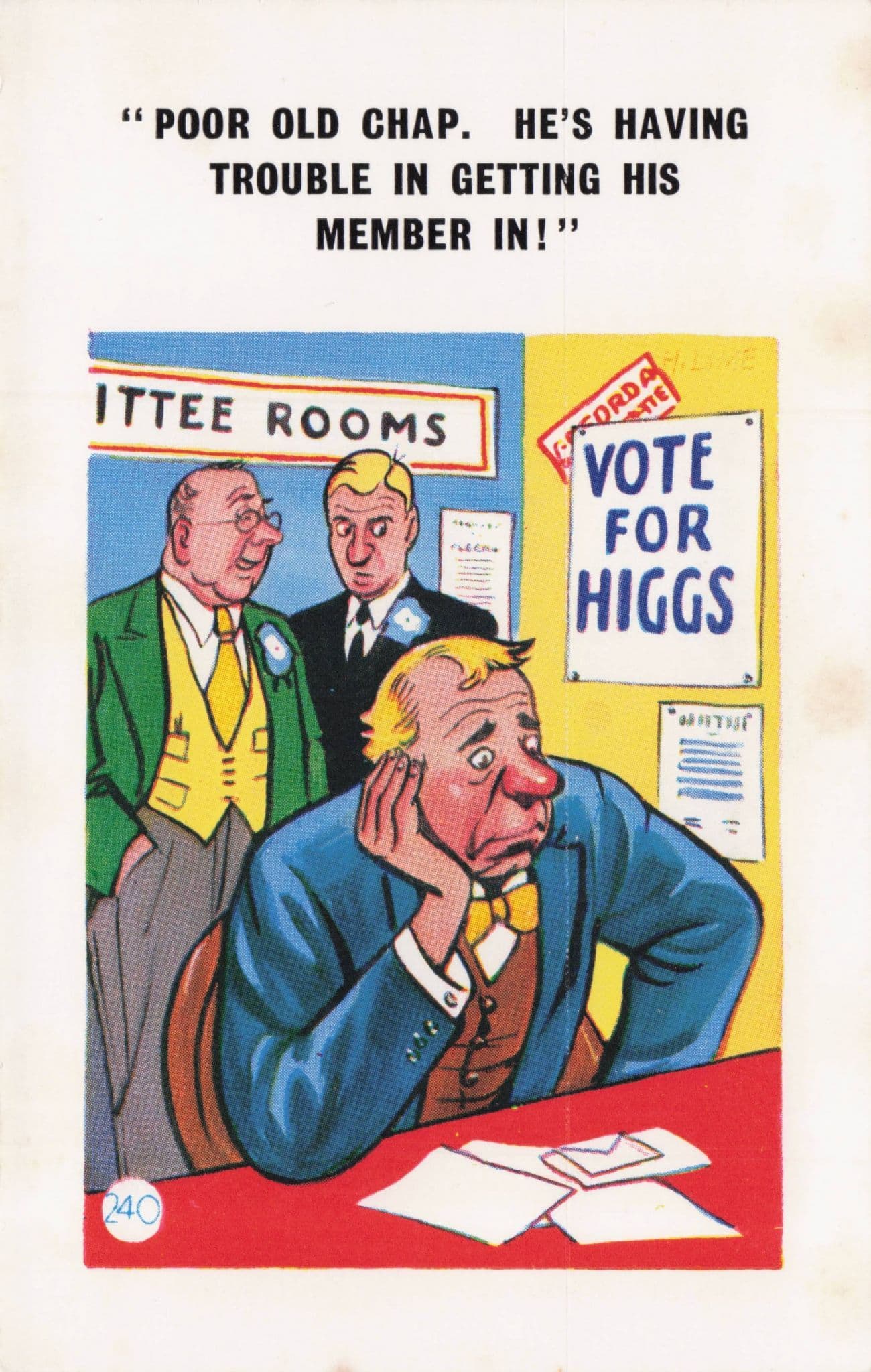 Politics Polling Booth Voting Sign Disaster Old Comic Postcard