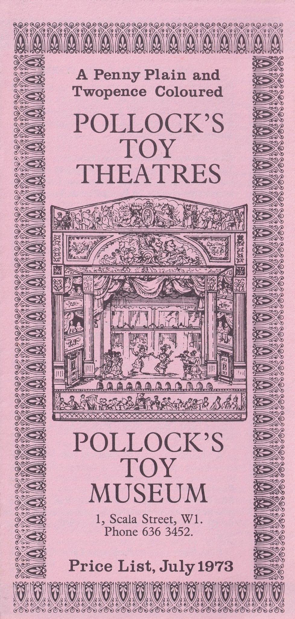 Pollocks Toy Theatre 1973 Museum Catalogue Price List