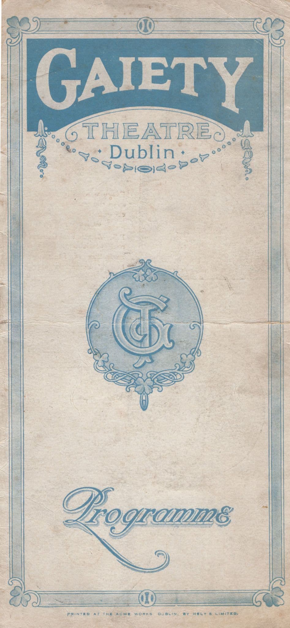 Polly Gaiety Theatre Dublin Irish Comic Opera Antique Theatre Programme