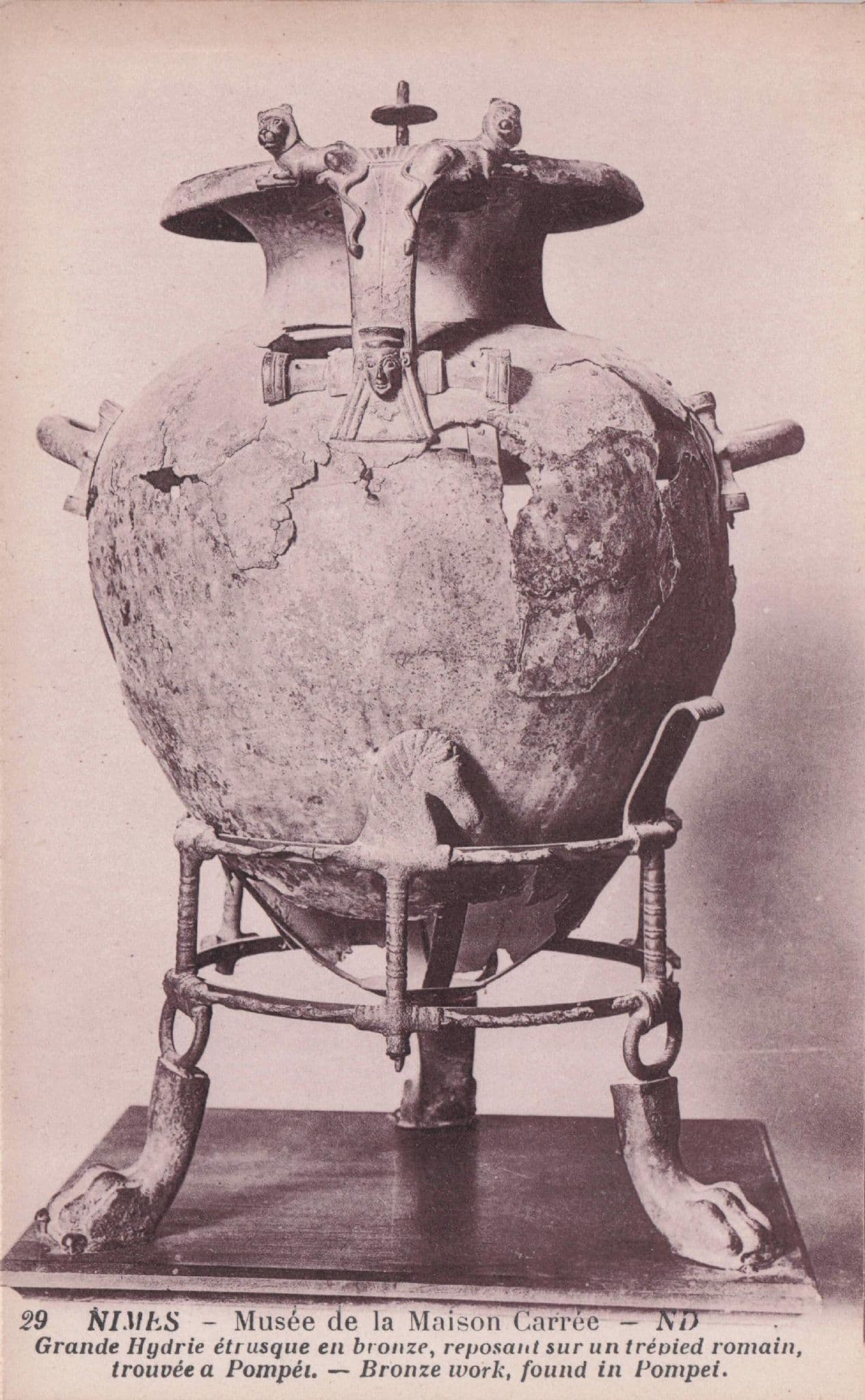 Pompeii Musee De La Maison Carree Grand Hydrie French Sculpture Postcard