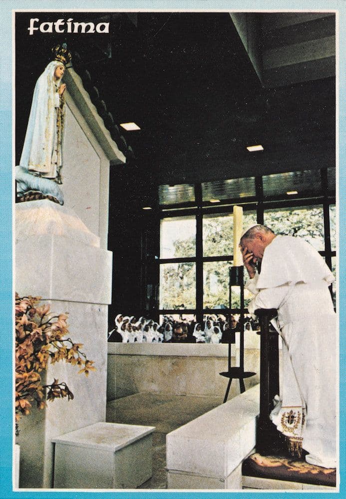 Pope John Paul II in the Little Chapel Fatima Religious Postcard