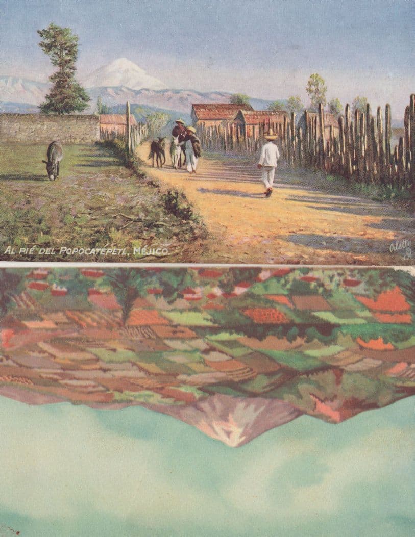 Popocatepetl Mexican 2x Antique Painting Postcard s
