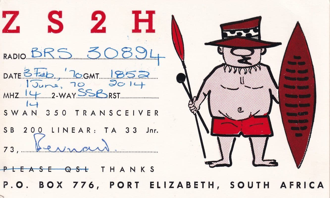 Port Elizabeth Cape Town South Africa 1970s QSL Radio Station Card