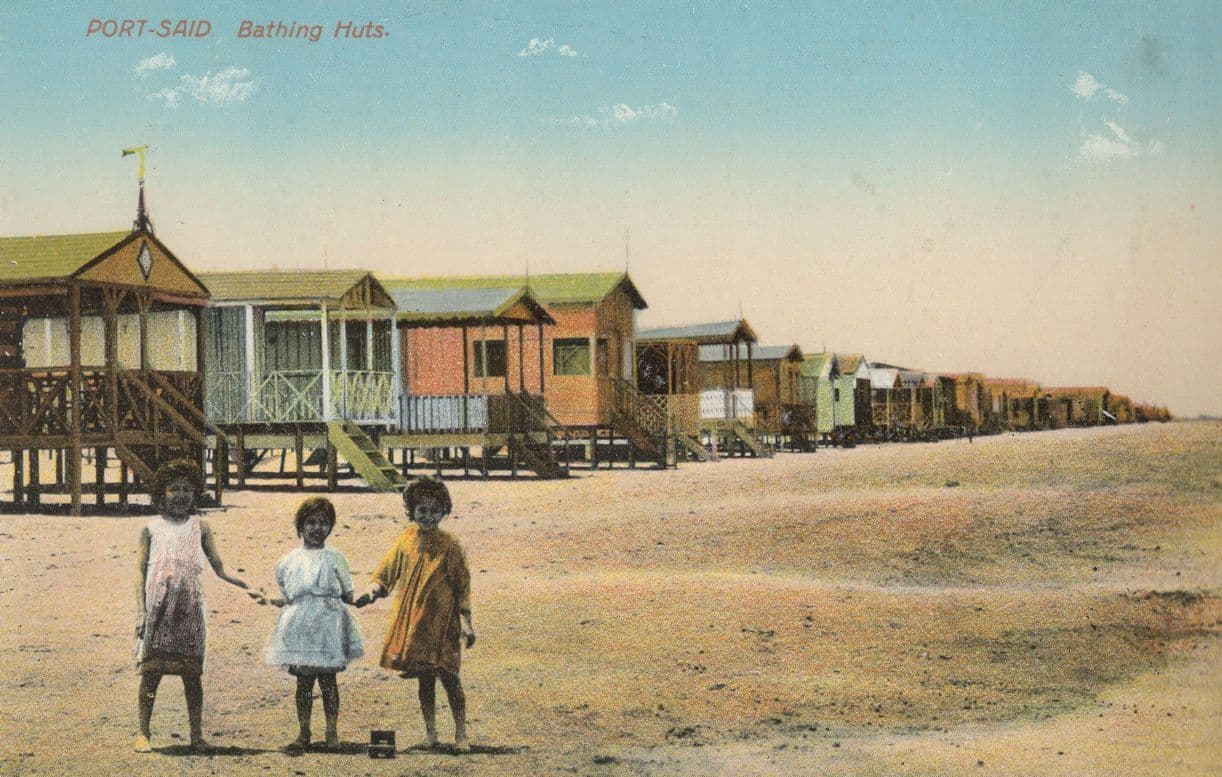 Port Said Egypt Bathing Huts Antique Postcard