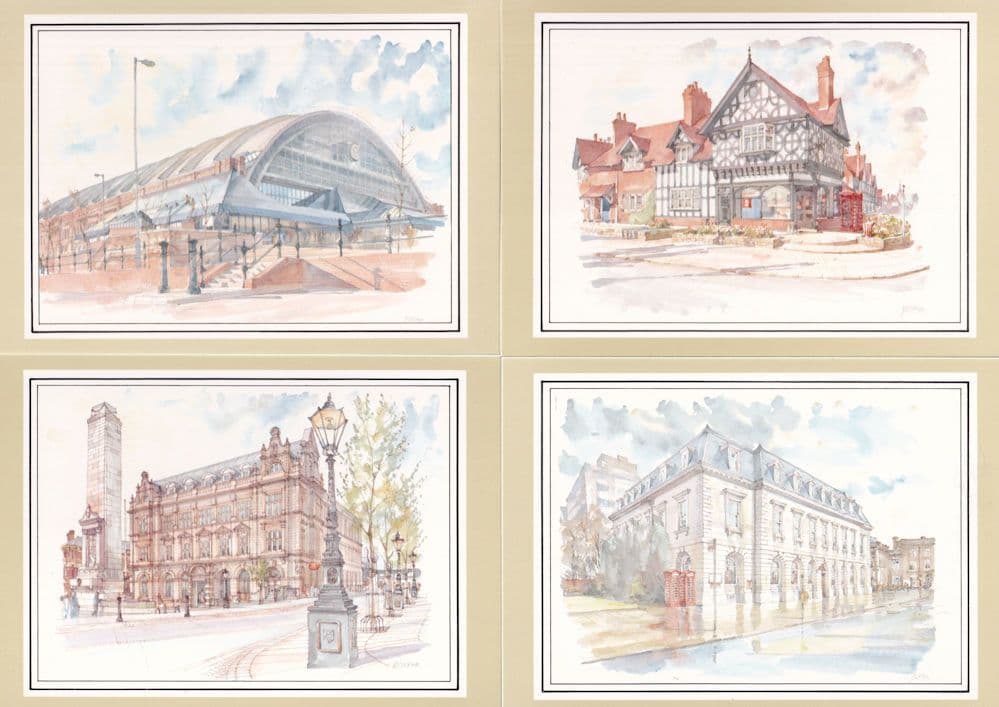 Port Sunlight Rochdale Preston Manchester 4x Post Office Postcard
