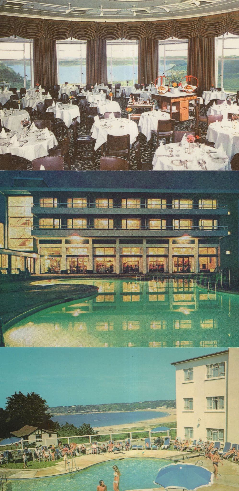 Portelet Hotel Jersey Swimming Pool At Night 3x Postcard