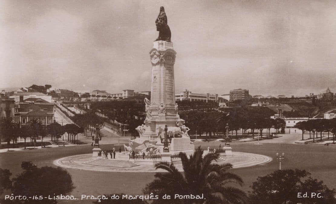 Porto Lisboa Praco Do Marques Dr Pombal Real Photo Postcard