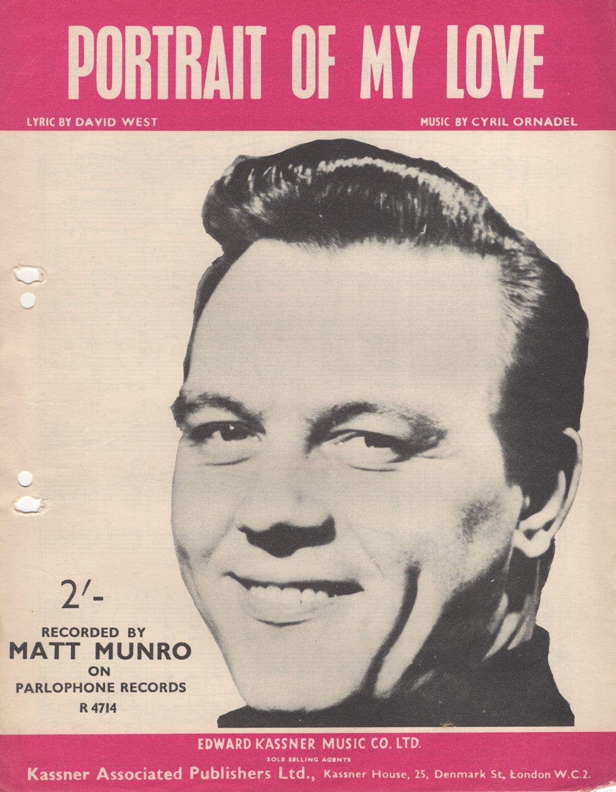 Portrait Of My Love Matt Munro Sheet Music