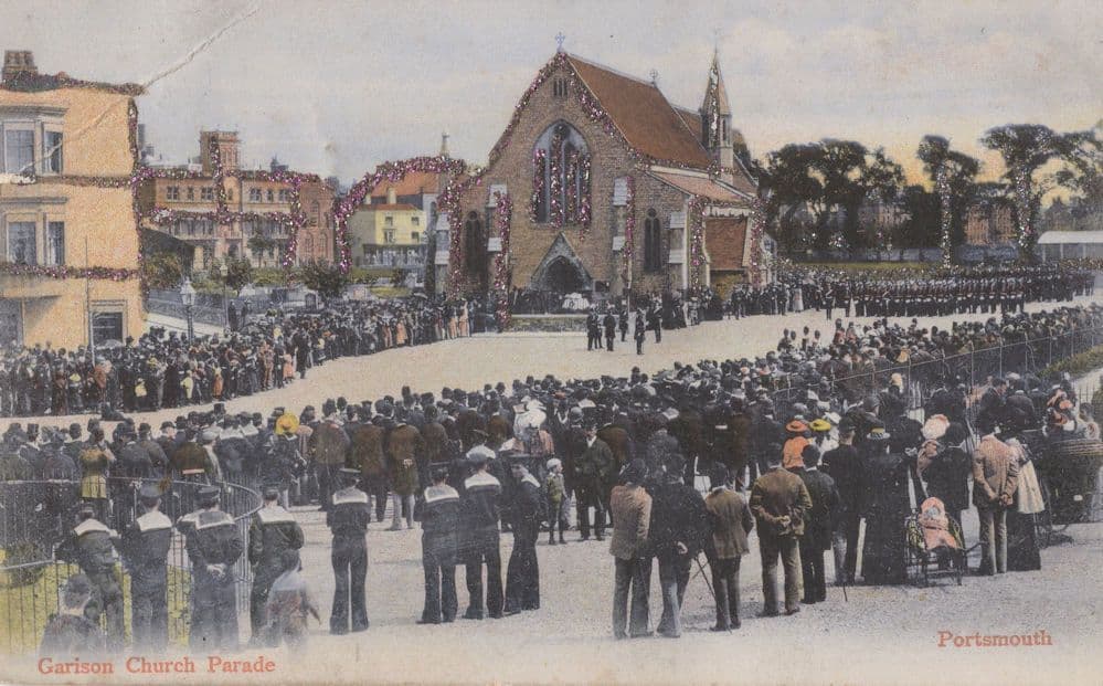 Portsmouth Garrison Church Parade Military Real Glitter Postcard