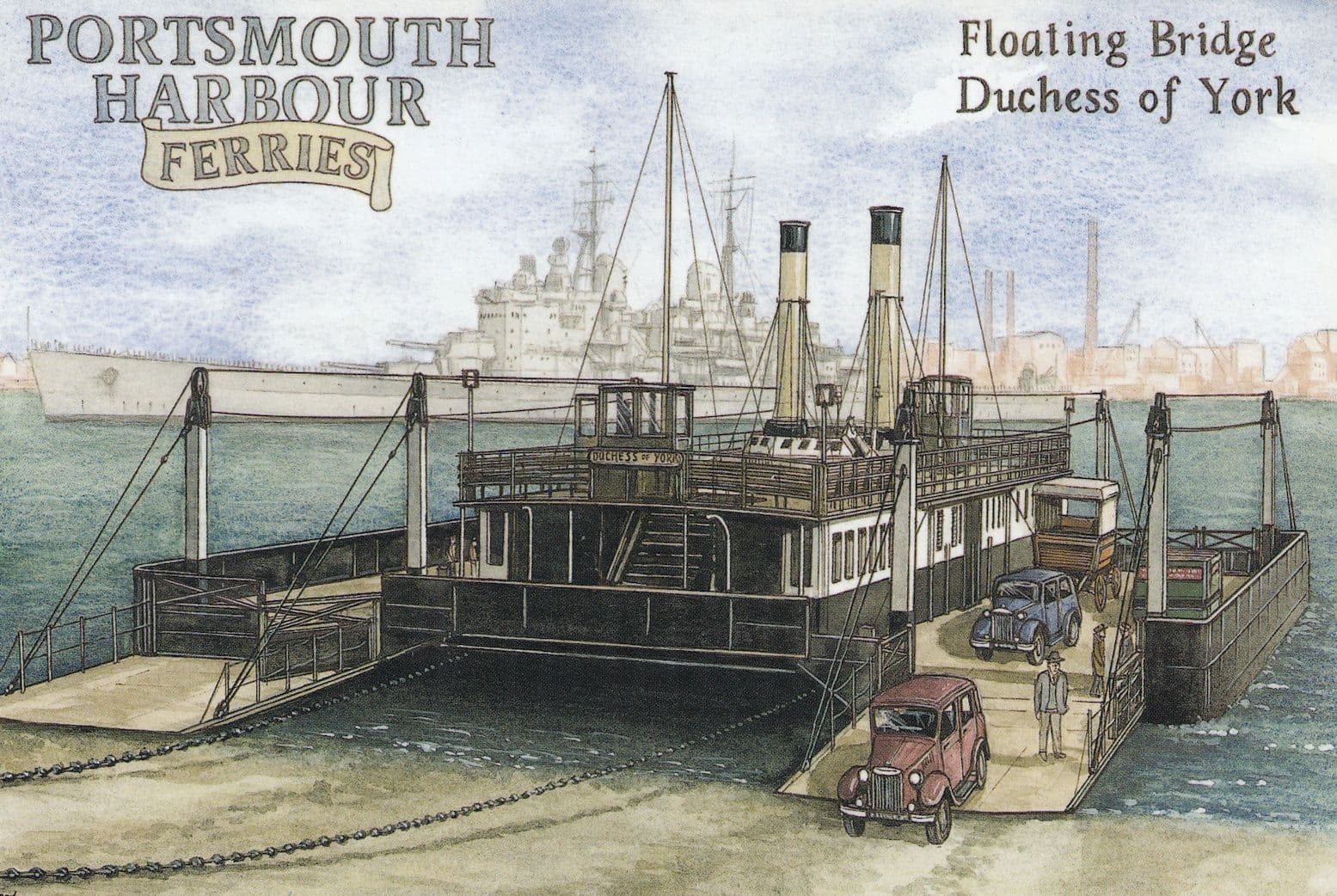 Portsmouth Harbour Ferry Duchess Of York Floating Bridge Ship Postcard