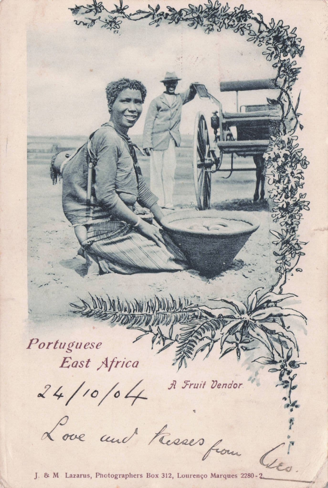 Portuguese Fruit Vendor East Africa Transport Rare Old Postcard