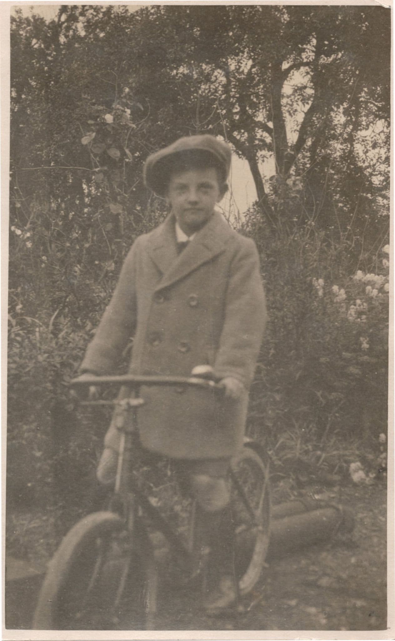 Posh Child on Old Bicycle Bike Antique Postcard