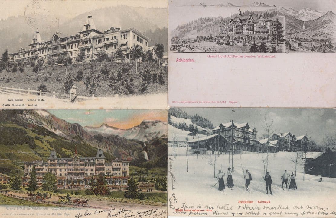 Posh Ladies Fashion Balancing In Snow Hotel Kurhaus Adelboden 4x Postcard s