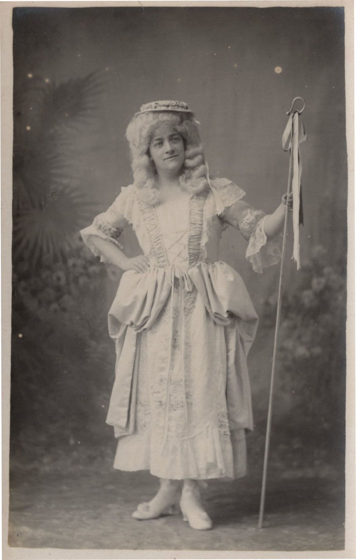 Posh Lady Fancy Dress Antique Staff With Ribbon Old Postcard