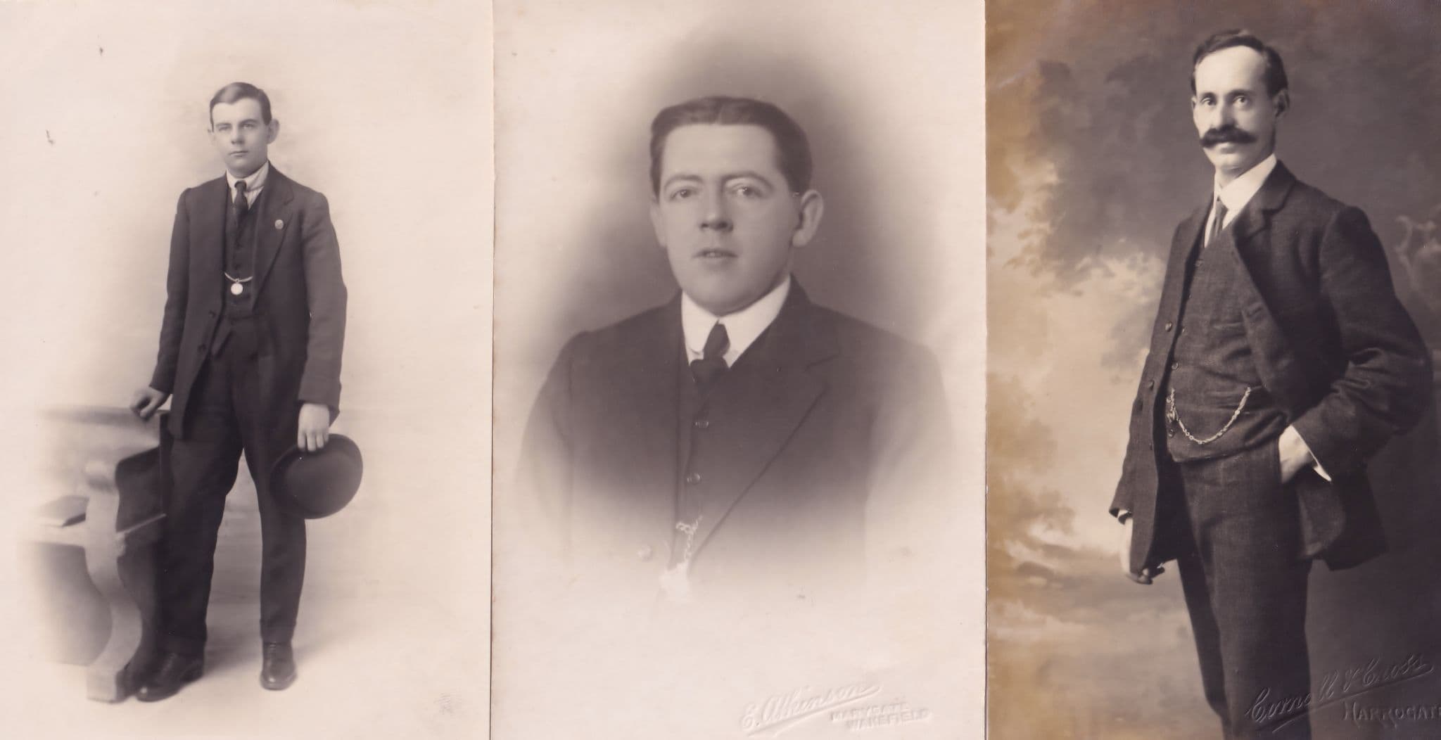Posh Young Men With Stopwatches 3x Antique Portrait Postcard s