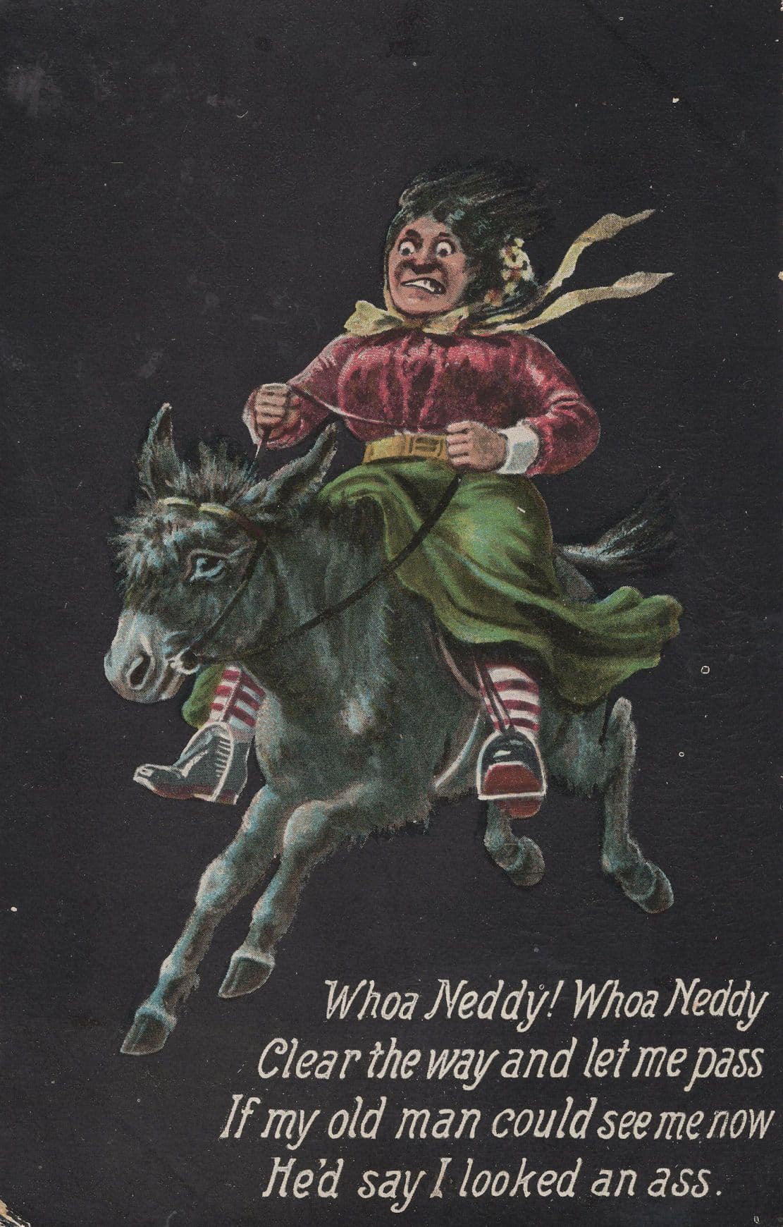 Possessed Map on Neddy Wild Horse Antique Comic Postcard