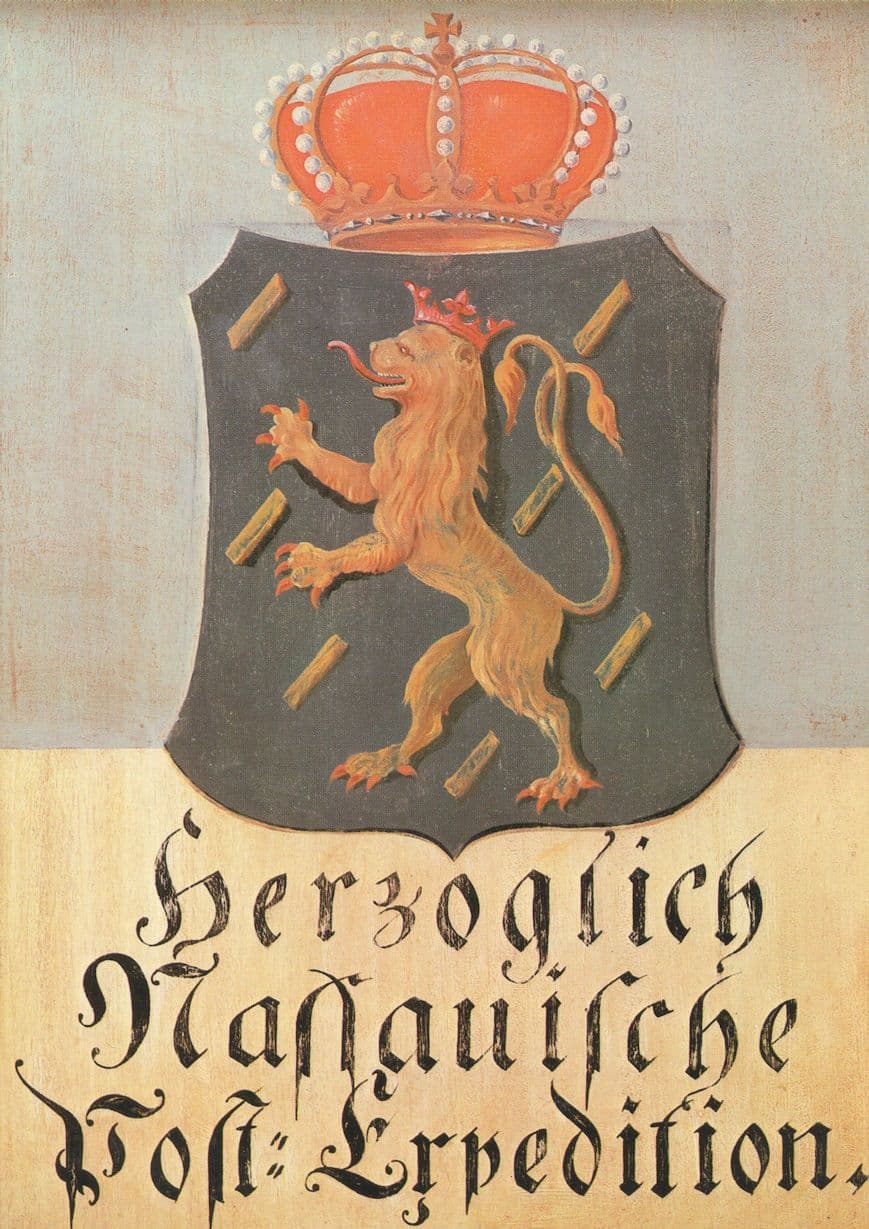 Posthausschild Nassau 1850 Post Office Sign German Postcard