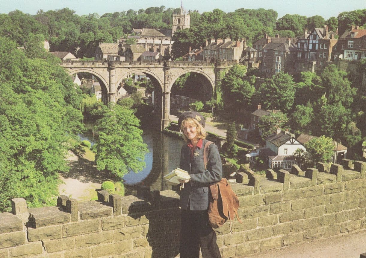 Postlady Postman At The Viaduct Knaresborough Yorkshire Postcard