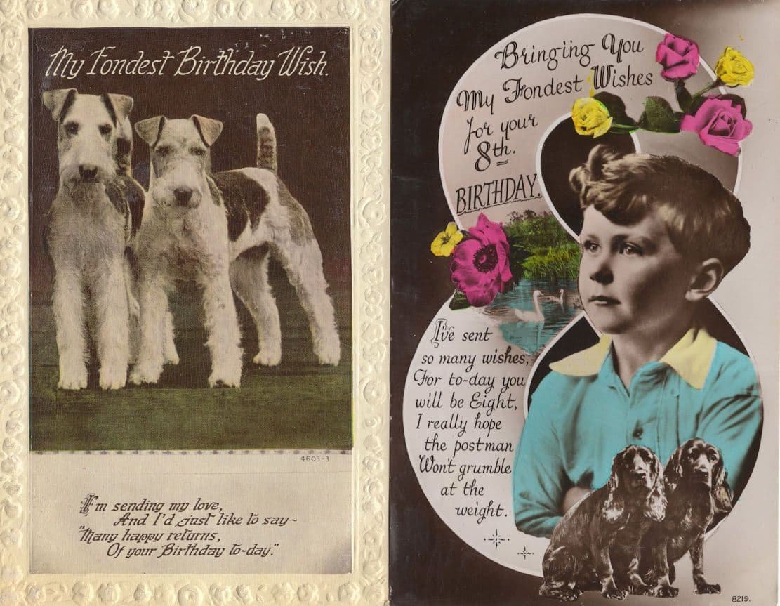 Postman Moaning at Weight Dogs 2x Old Greeting Postcard s