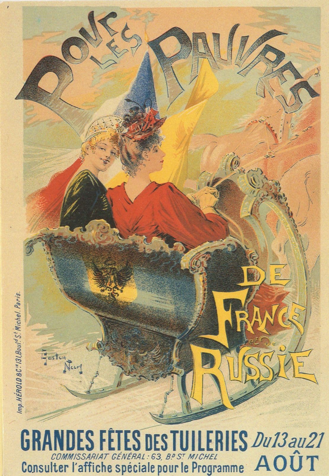 Pour Les Pauvres France Russie Old French Poster Postcard