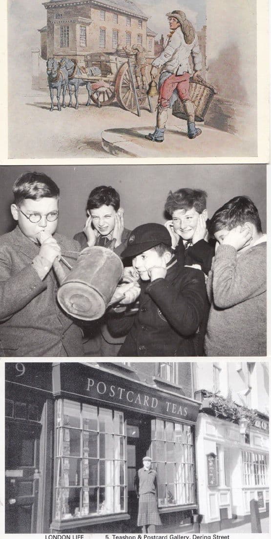 Poverty in London Dustman Teashop Restaurant Owner Charity Concert 3x Postcard s