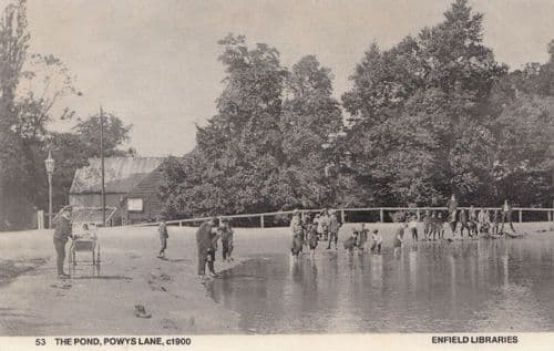 Powys Lane Pond Enfield Vintage Picture Photo Postcard