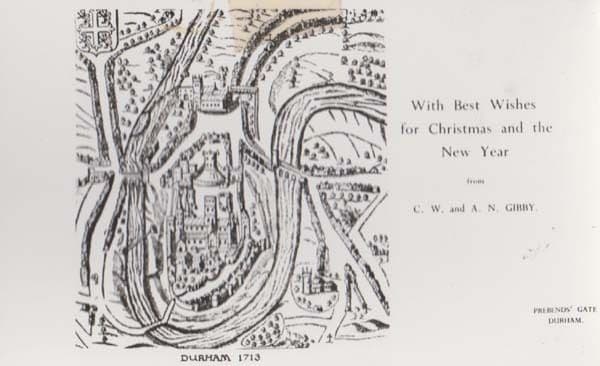 Prebends Gate Durham Castle Private Christmas Greetings Medieval Map Postcard