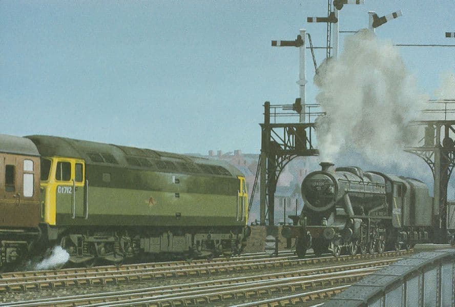 Preston 1967 Class 47 Brush D1712 48337 8233 Train Painting Postcard