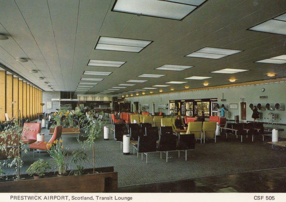 Prestwick Scottish Airport Main Concourse 1970s Postcard