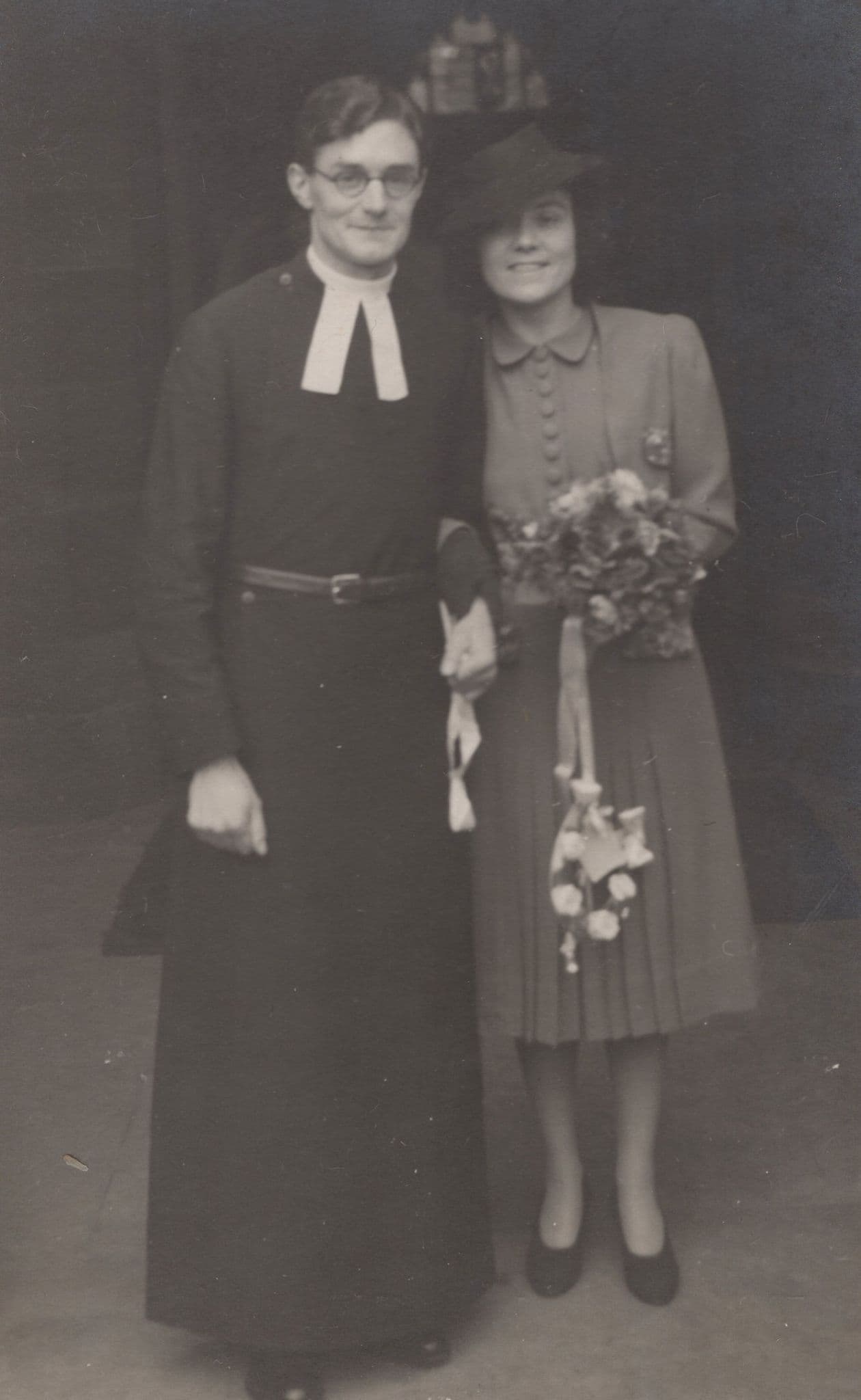 Priest & Possibly Wife Lover Antique Unusual Church Postcard