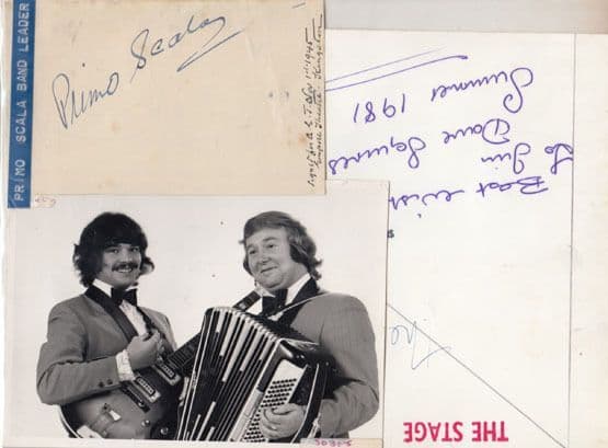Primo Scala's Accordion Band Cabaret Dave Squires Due Hand Signed Photo Ephemera