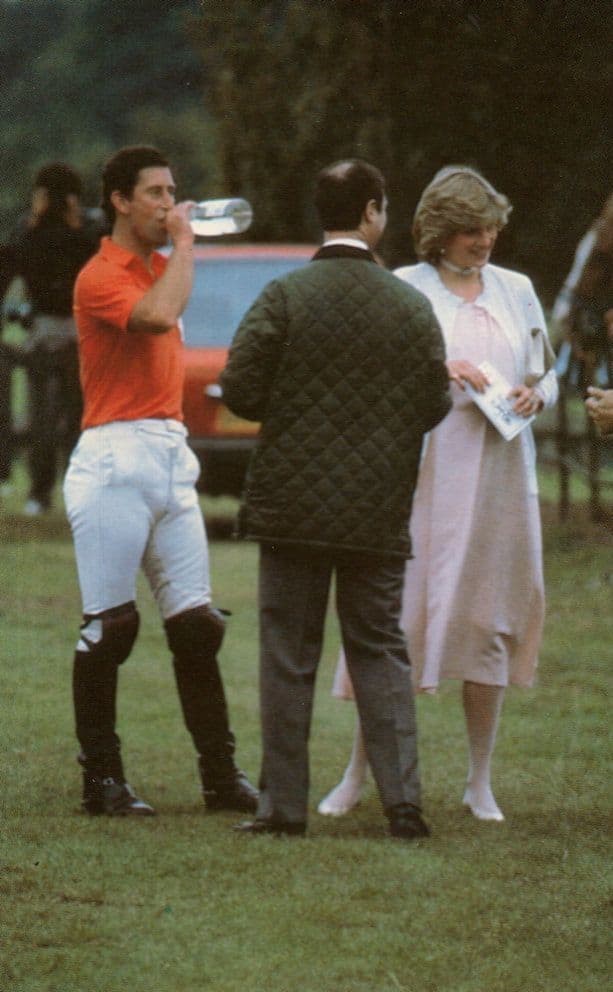 Prince Charles Princess Diana at Polo Game Water Bottle 1982 Postcard