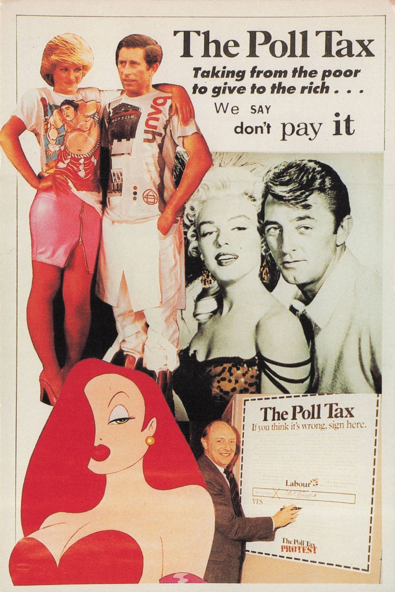 Prince Charles Princess Diana The Poll Tax Protest Postcard