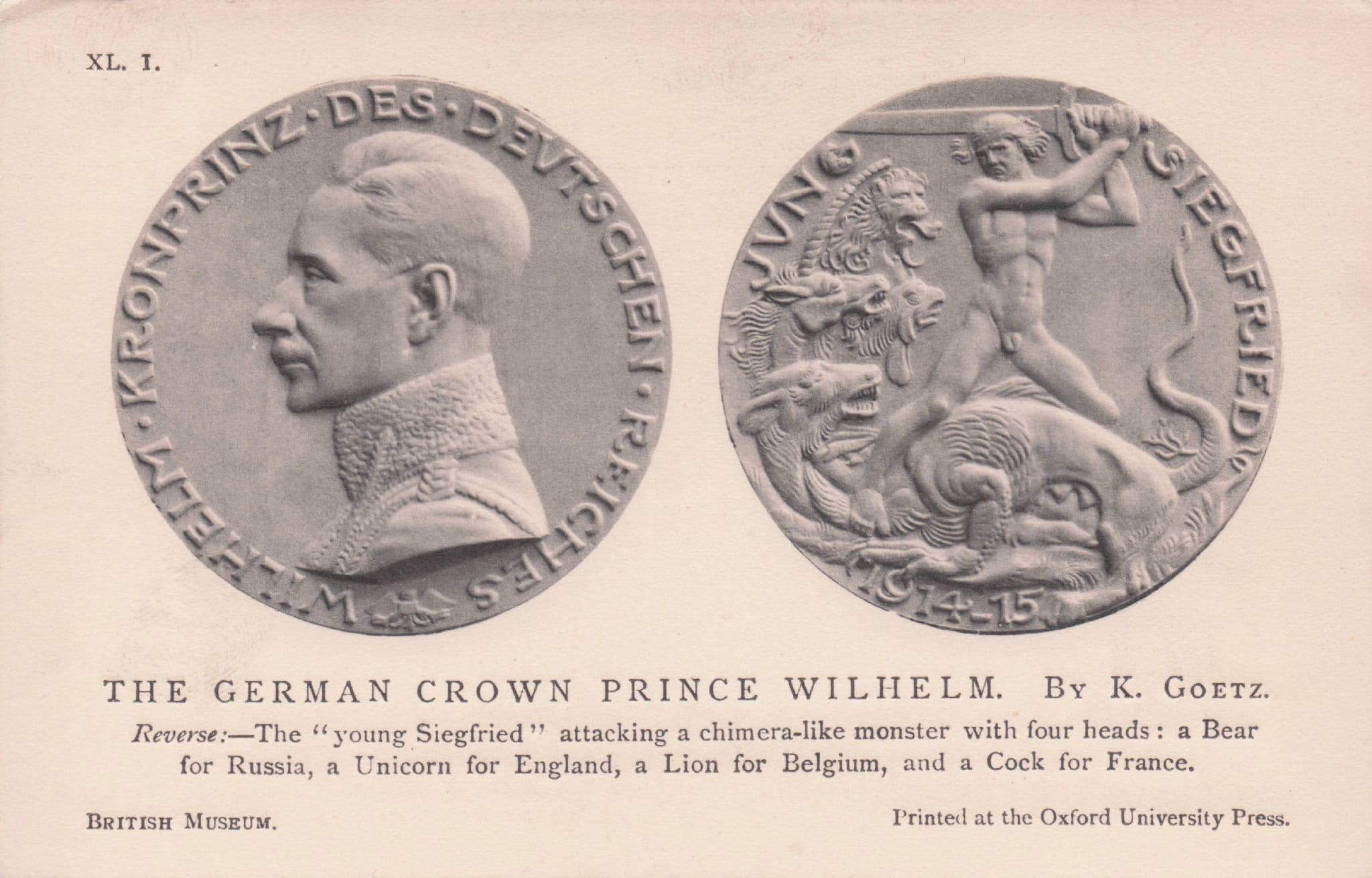 Prince Wilhelm WW1 Crown German War Medal Military Old Postcard