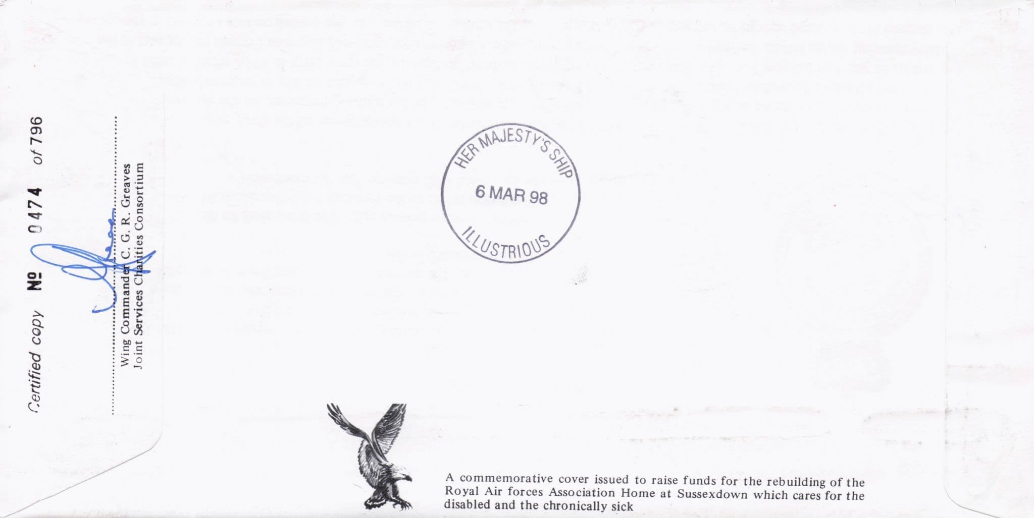 Princes Diana Of Wales 1998 Military Squadrons Of The Royal Air Force Hand Signed FDC