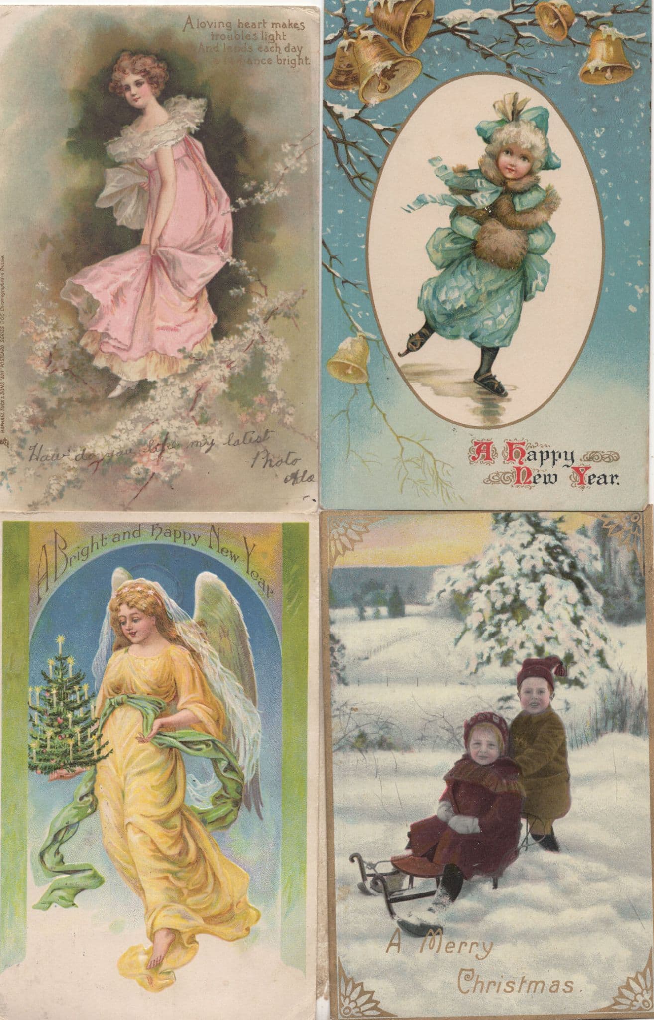 Princess Angel 4x Children Christmas Old Postcard s