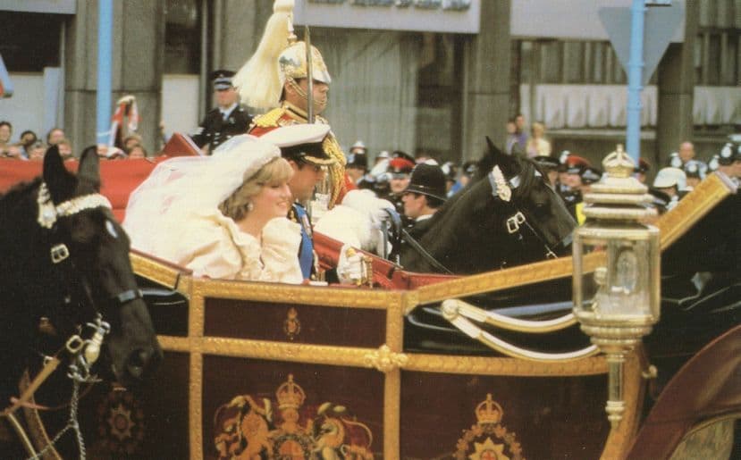 Princess Diana in 1902 State Postillion Landau Royal Carriage Postcard