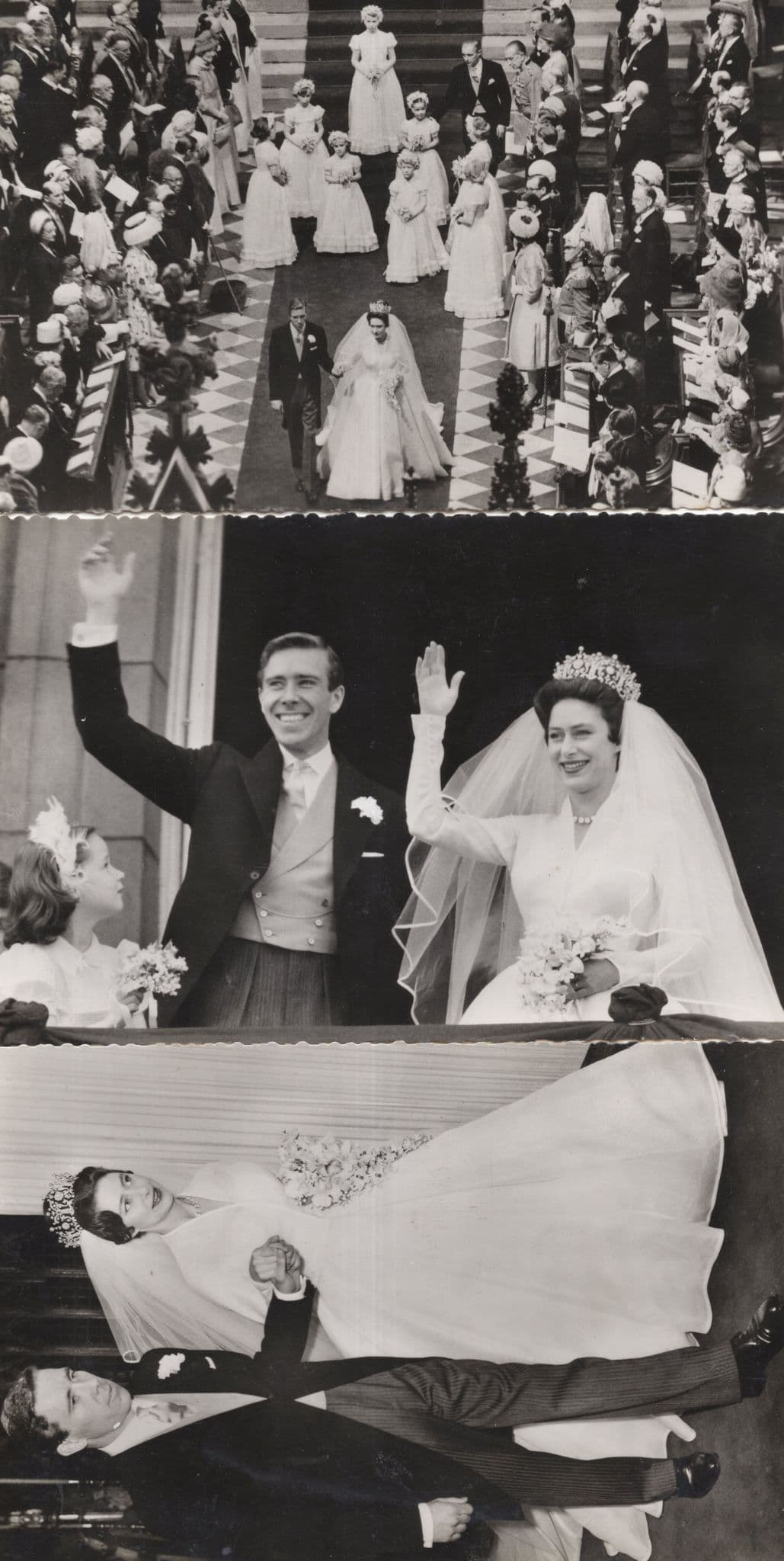 Princess Margaret Royal Wedding 3x Vintage Real Photo Postcard s