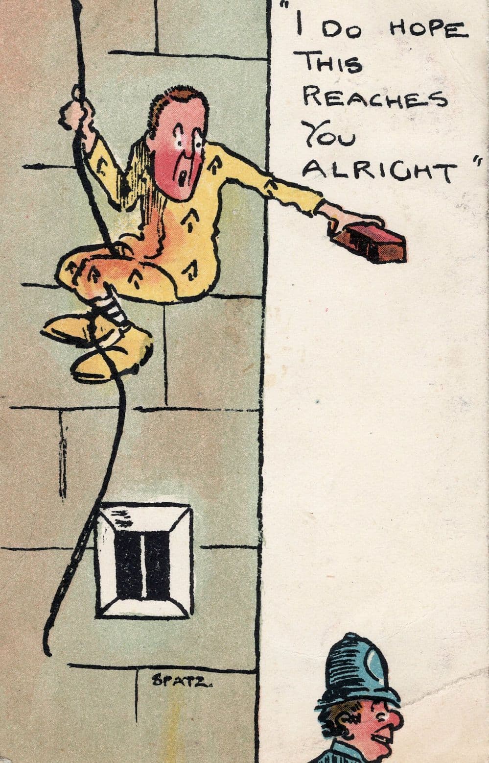Prisoner Escaping From Cell Policeman Comic Antique Postcard