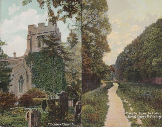 Private Road To Friern Barnet Church 2 Antique Finchley Postcard s
