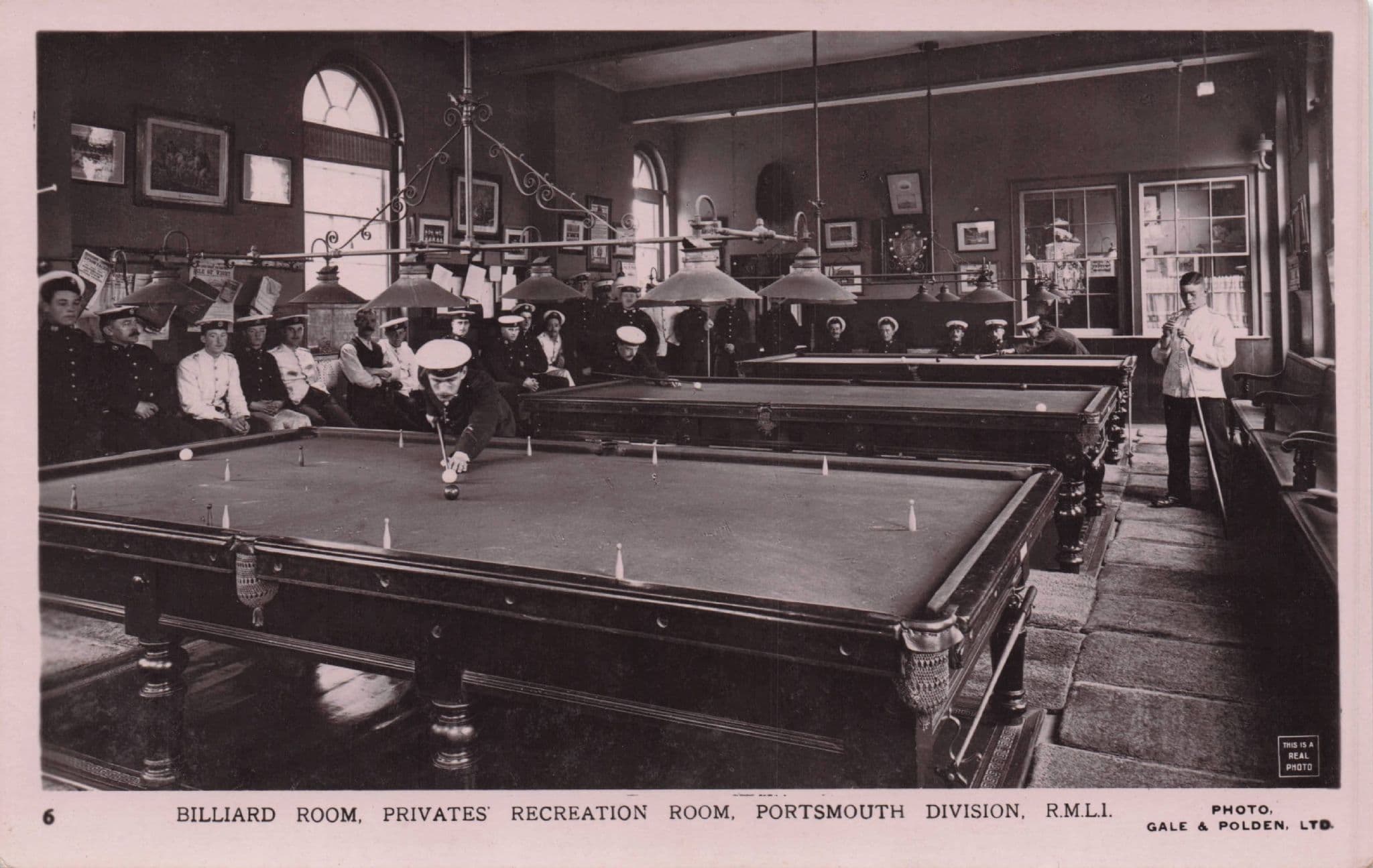 Privates Recreation Room Portsmouth Marines Military RMLI RPC Postcard