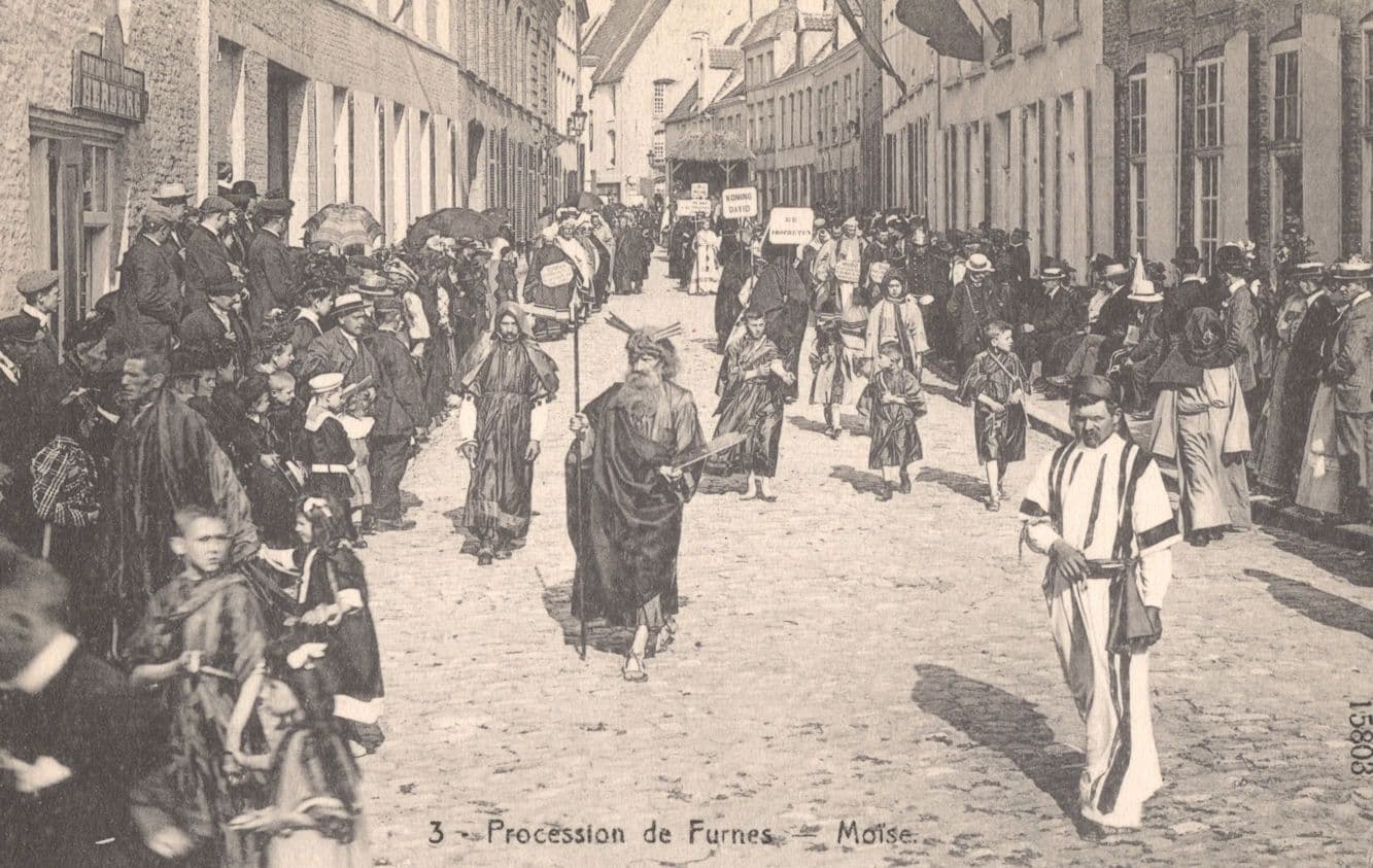 Procession De Furnes Moise Konning David Sign Belgium Old Postcard